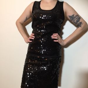 Black Sequins Tank Top